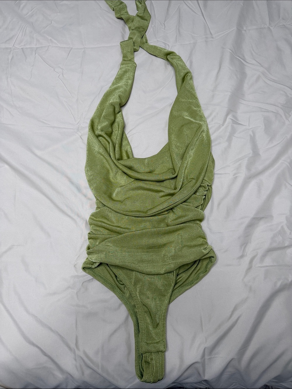 Olive Green Halter Bodysuit